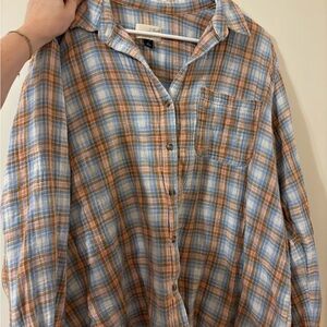 Universal Thread Blue and Brown Plaid Shirt XL